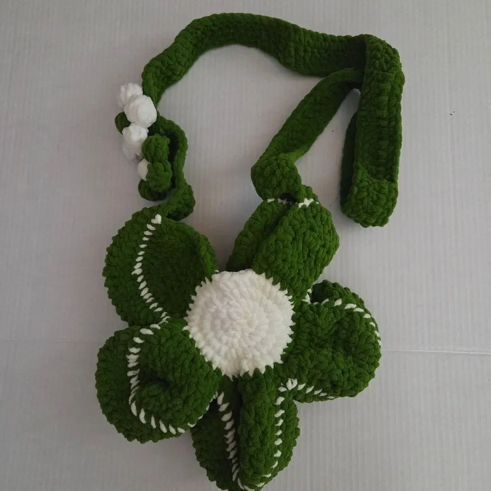 Flower Shape Hand Crocheted Shoulder Crossbody Bag
